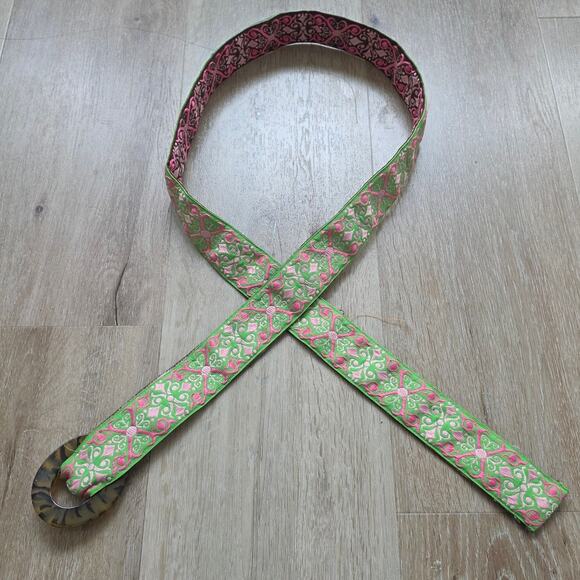 Top It Off Multicolor Reversible Multicolor Jacquard Ribbon Floral Belt One Size - Picture 4 of 6